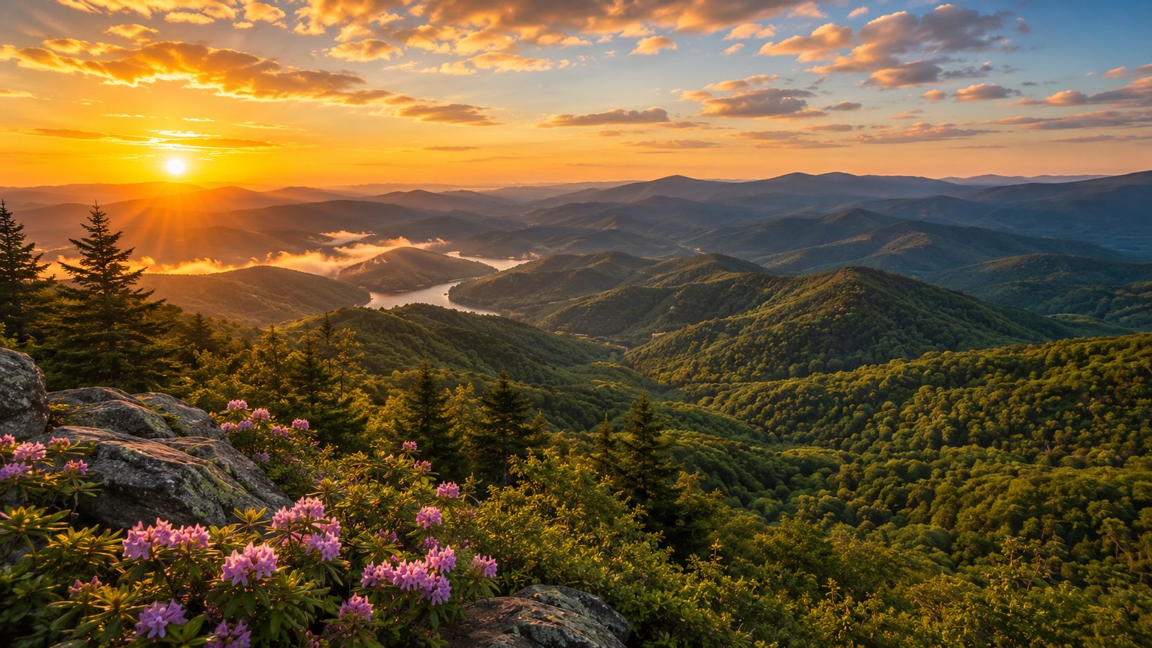 Sunrise over the Blue Ridge Mountains near Asheville, North Carolina